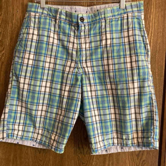 Tommy Bahama Reversible Chino Shorts Cotton Stripes Plaid Size 34 Preppy EUC - Picture 1 of 8